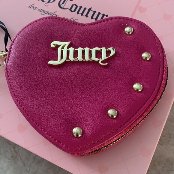 JUICY Pink Valentines Day Heart Keychain Purse NWT - Picture 3 of 6